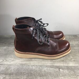 Broken Homme Shaun Chukka Boots Cognac Brown Leather Cap Toe Lace Up Men’s 11.5